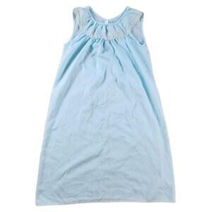 VINTAGE BLUE 1970's EMBROIDERED FLORAL NIGHTGOWN TWEE